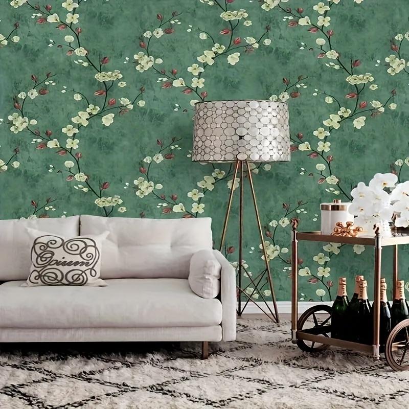 1 Roll of 17.7 * 393.7in Vintage Pale Plum Flower Self-adhesive Wallpaper - Removable Waterproof Vinyl Roll for Wall, Furniture & Cabinet Decor