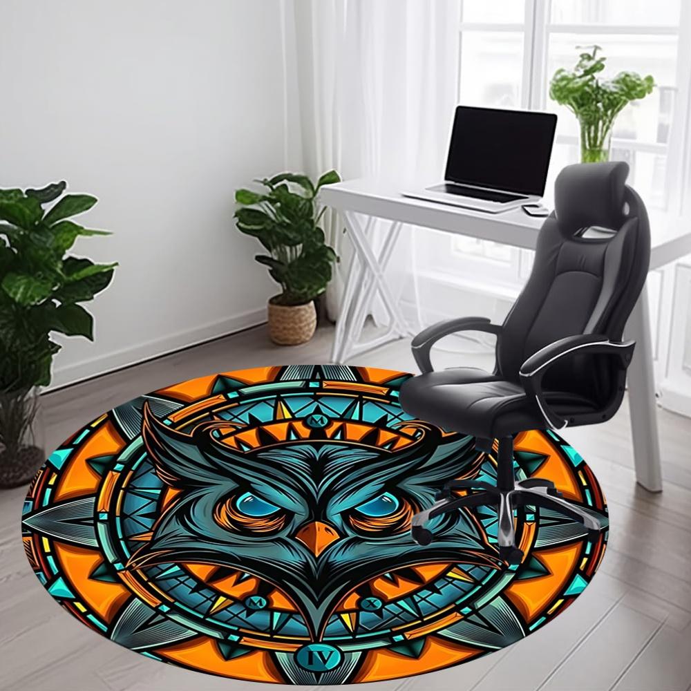 1pc Owl Mandala Office Round Area Rug, Under Office Chairs Bedroom Living Room Home Decor, Room Deco