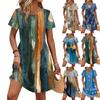 Jurken Voor Vrouwen Korte Mouw Print Ronde Hals Casual Jurken Taille Jurk Met Zakken