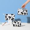 Cow Print Waterproof Cosmetic Travel Bag - Portable Skincare Organizer