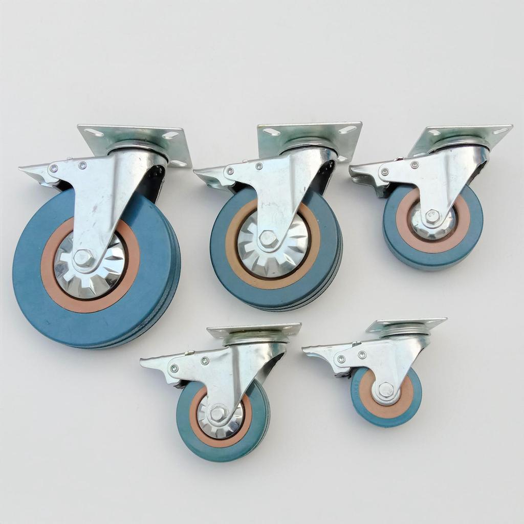 Grey Silent Swivel Casters for Dining Cars - Light Duty, High-End Rubber Wheels