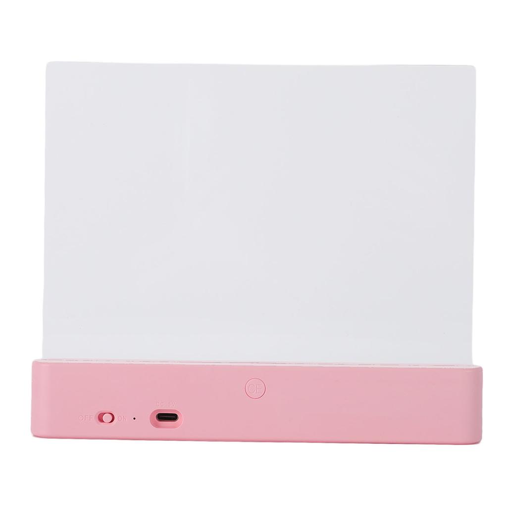 Flat Book Light Clear Rechargeable with 3 Colors Timer Dimmable Night Reading Doodleable Panel Plate Lamp Full Page Pink