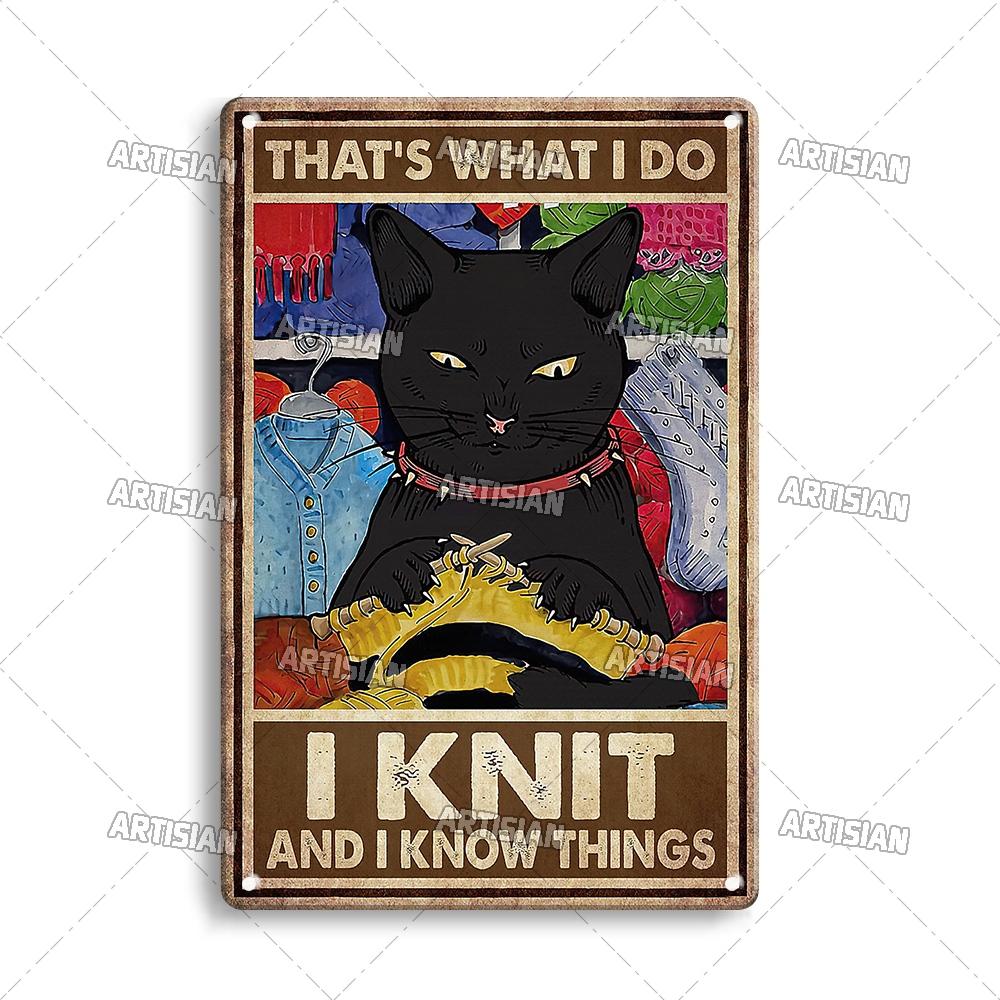 Artisanisches Tier Schwarze Katze Retro Metallposter Lustiges Haustier Vintage Dekorative Blechplakette Garage Bar Pub Club Man Cave Wanddeko