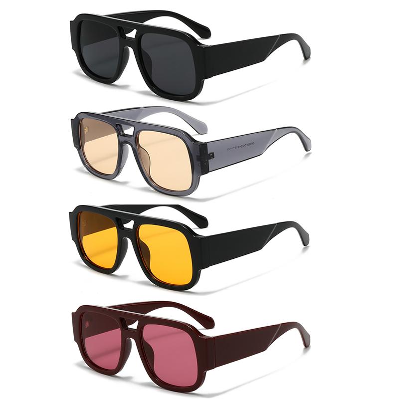 Protective Glasses 1/4 Sets Retro Large Frame Double Bridges Square Sun Glasses Women Candy Color Wide Legs Eyeglasses Outdoor