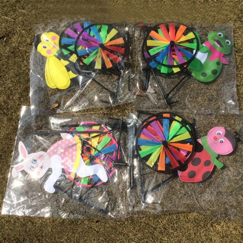 Garden Lawn Yard Decor Wind Spinner Cute 3D Animal On Bike Windmill
