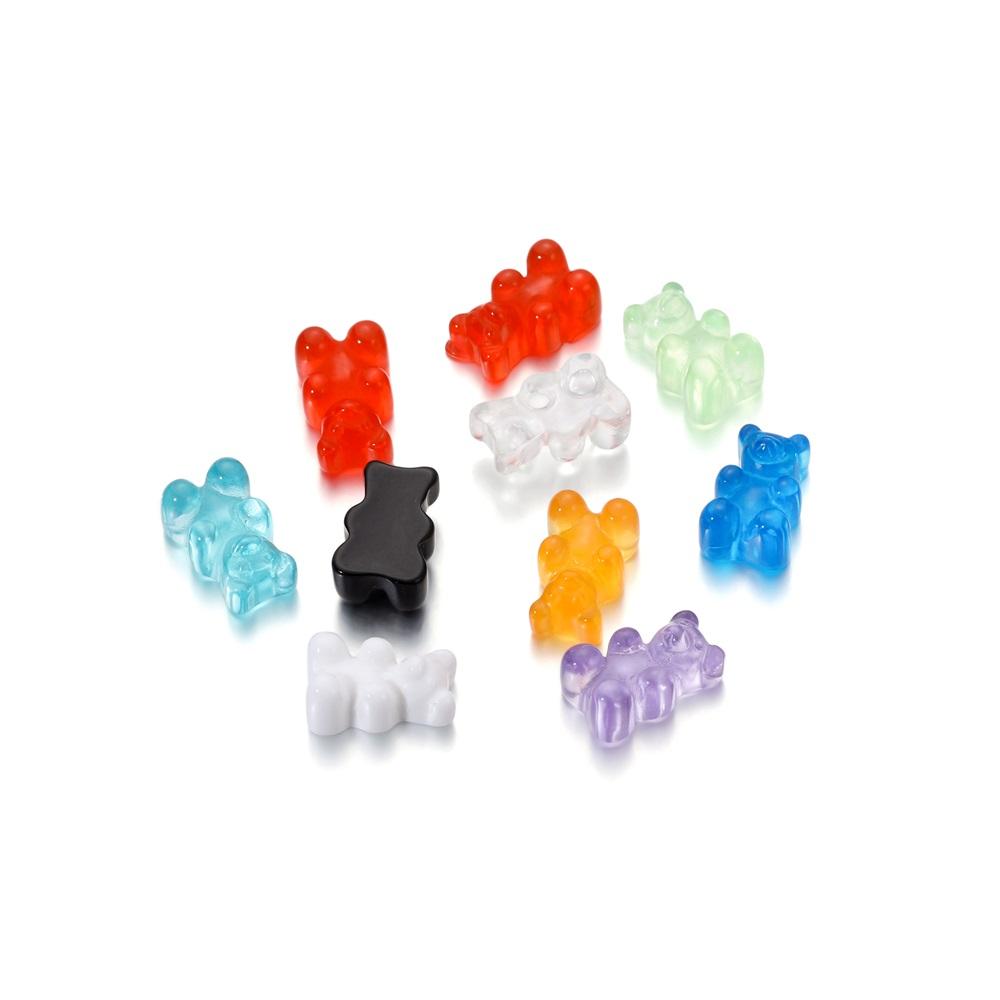 10Pcs/Lot Candy Color Resin Mini No Hole Bear Charms Pendants for DIY Earrings Necklace Bracelet Jewelry Making Accessories
