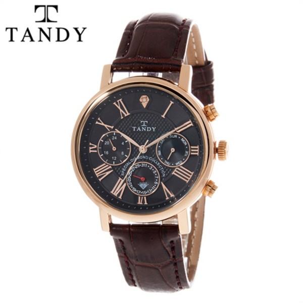 [Tandy] DIA-1901 Diamond Men's Multi-Function Fashion Design Leather Wristwatch Classic Large Dress Watch,Korean popular watches