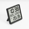 Modern LCD Digital Clock with Time Date Temperature Humidity Display Battery Operated Support Stand Desk Wall Clock