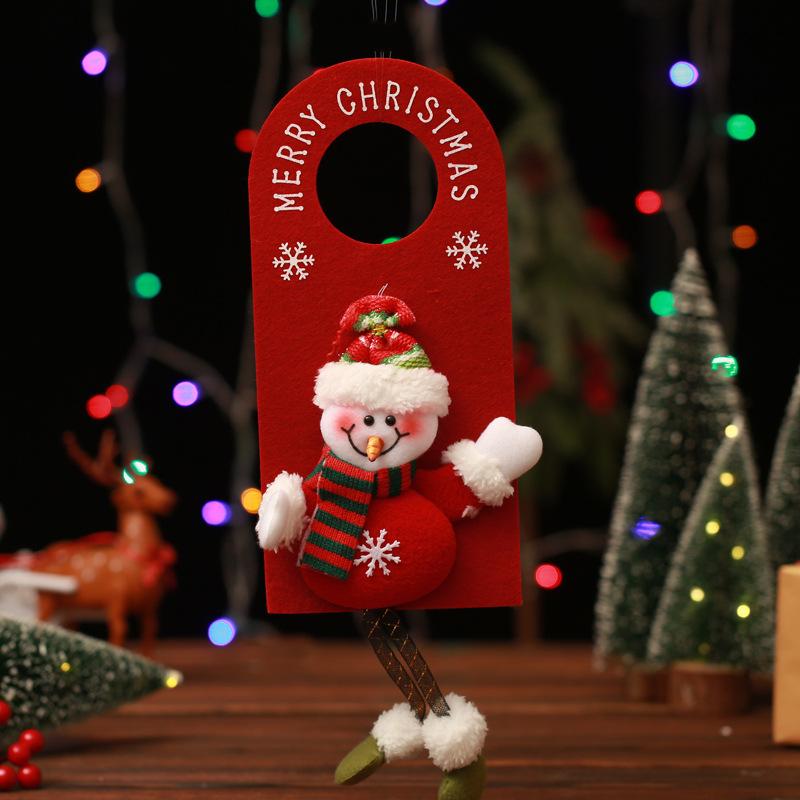 3pcs Christmas Door Knob Ornaments Festive Hanging Decorations Snowman Santa Claus Elk Ornaments for Home Party Xmas Tree Decor