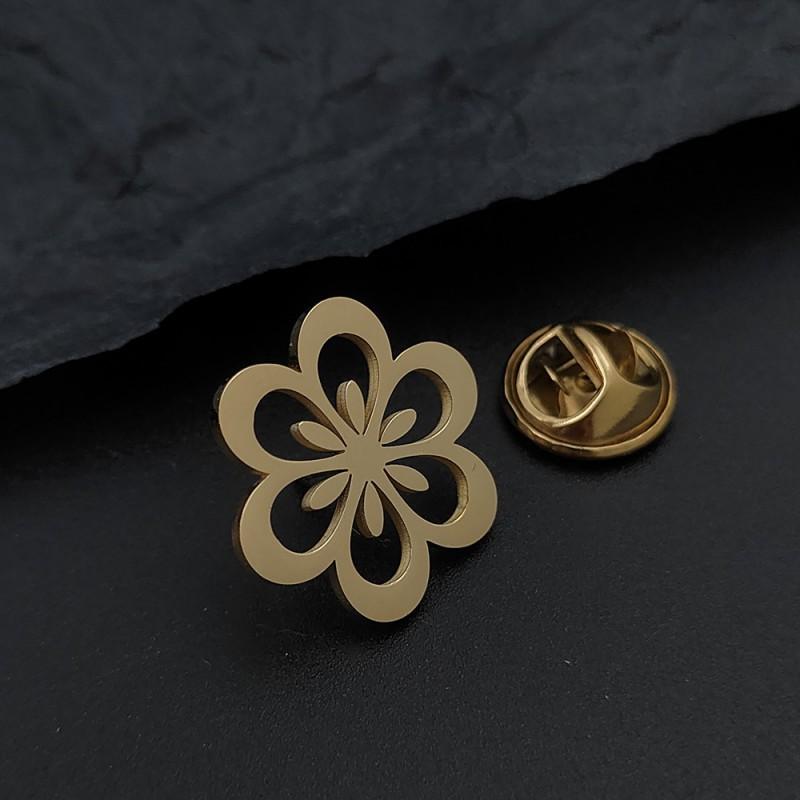 

Personalized Design Flower Hollow Elegant Women s Shirt Suit Cufflinks Brooch High-end Light Luxury Accessory 14k