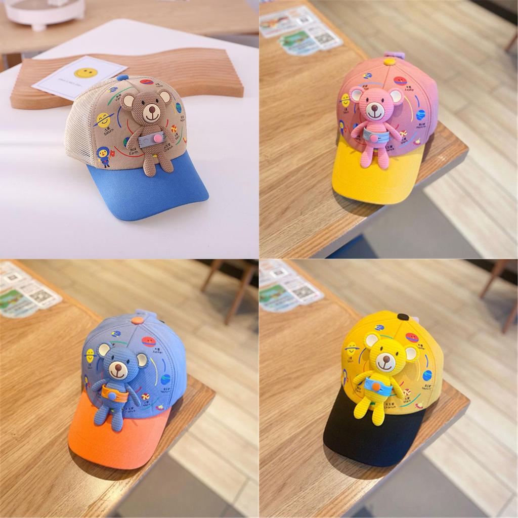 Childrens Cartoon Bear Baseball Cap With Wide Brim For Sun Protection Summer Wear