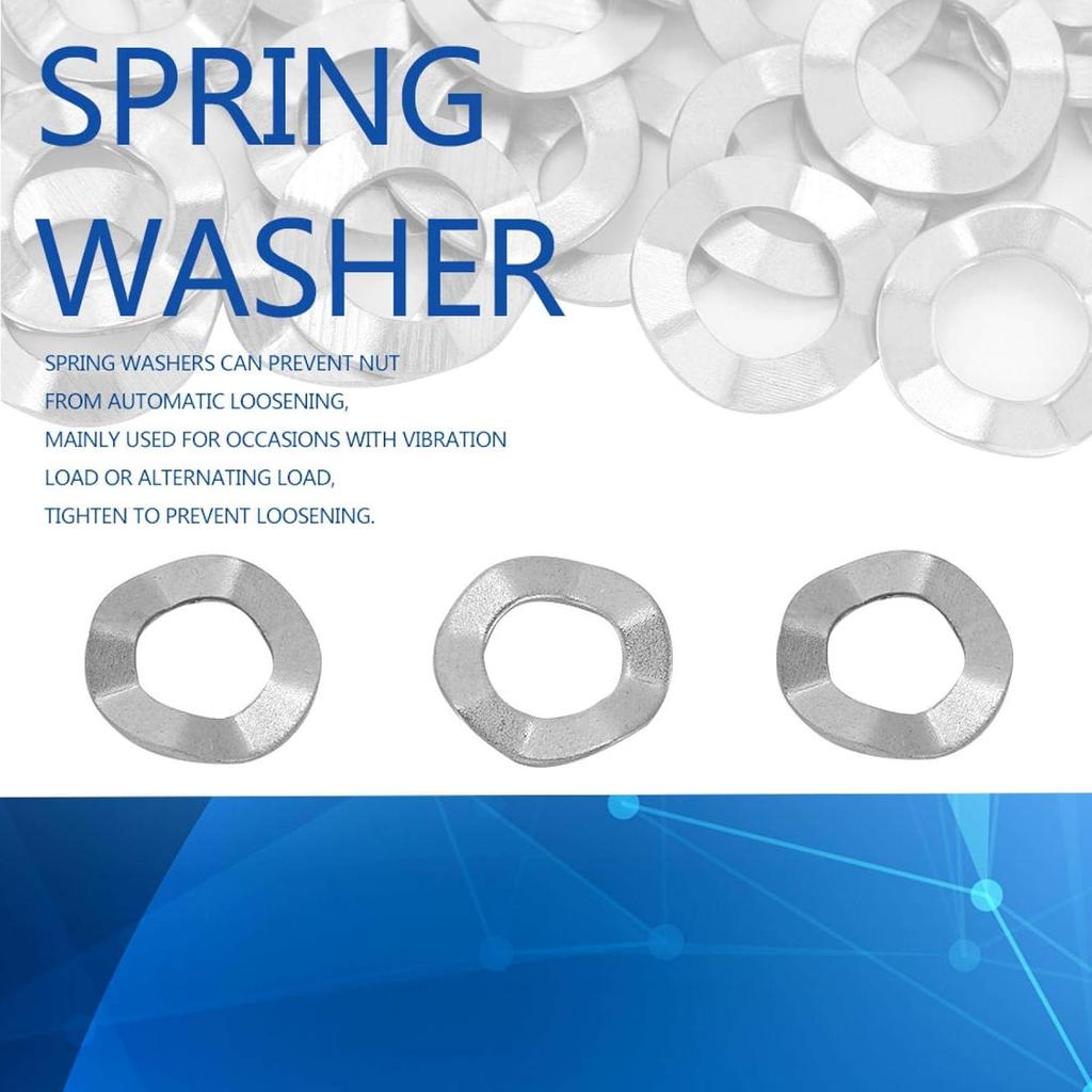 Wave Spring Washer Assortment Kit Stainless Steel Spring Wave Washer 10 Sizes M3 M4 M5 M6 M8 M10 M14 M16 M20(50pcs*M6)