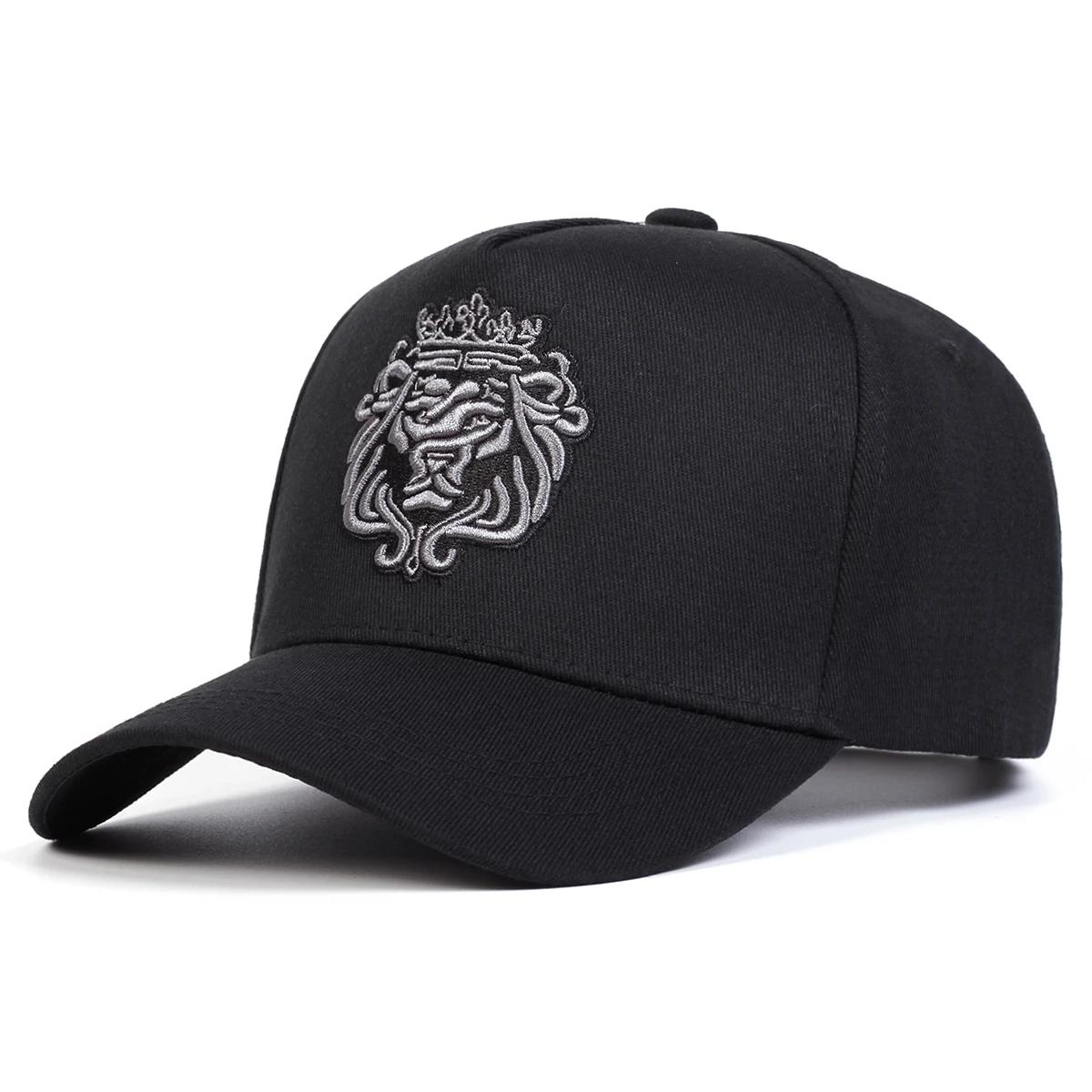 Unisex Kroon Leeuw Borduurwerk Baseballpetten Lente En Herfst Buiten Verstelbaar Casual Petten Zonbescherming Pet Sportpet zwart