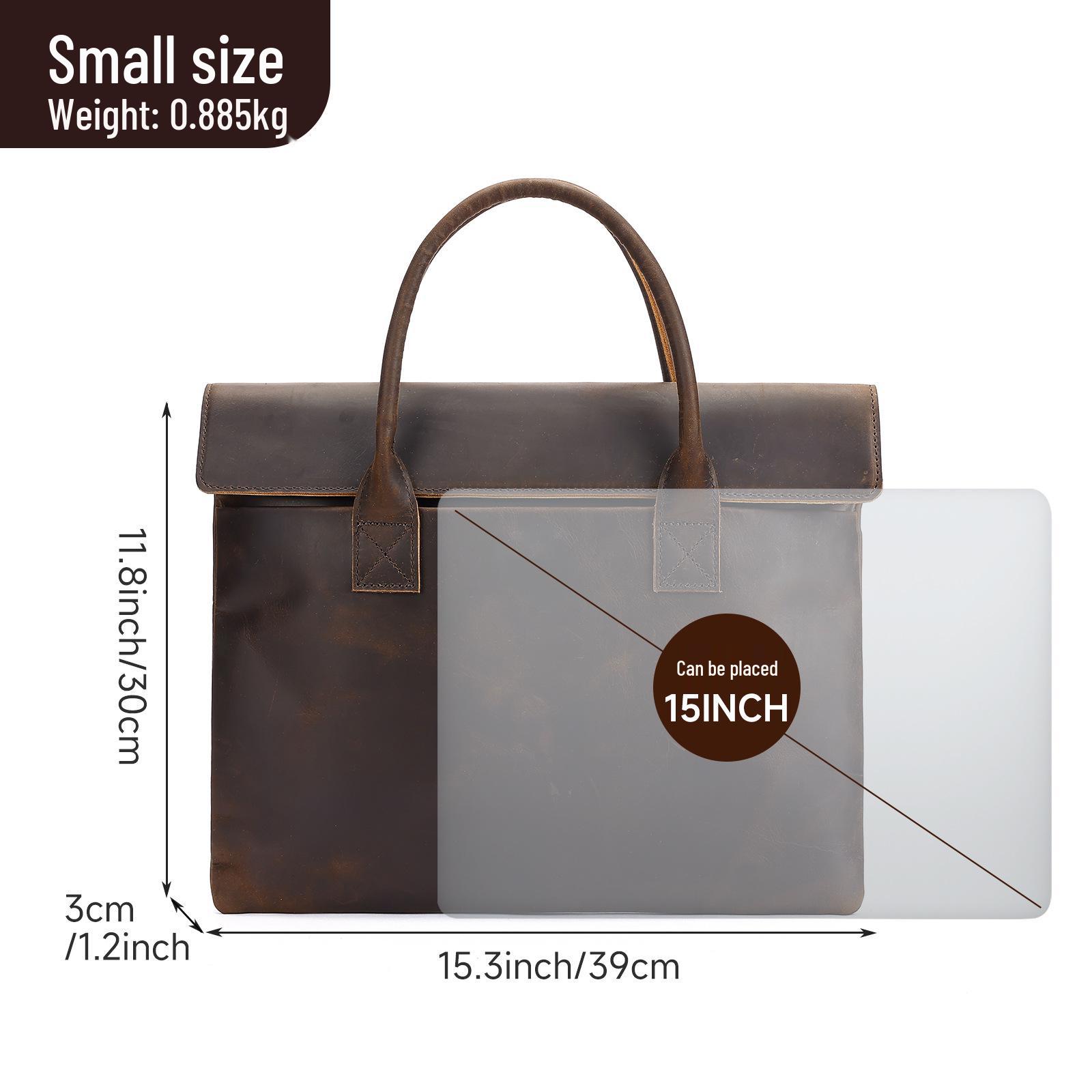 

Мужской кожаный портфель Crazy Horse: Сумка из натуральной кожи в деловом повседневном стиле с отделениями для компьютера и файлов.