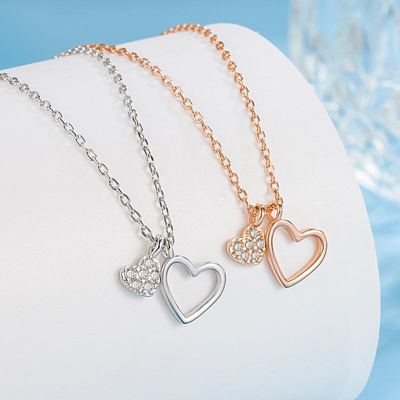 Ladies Elegant Crystal Love Heart Pendant Necklace