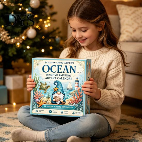 Christmas Party Favors Gnome Advent Calendar, 24 Day Countdown Box with Faux Diamond Holiday Season Toys Painting Craft Accessories, Collectible
