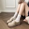 Platform Cotton Shoes Women's Thick Heel Retro Winter Plush Warm Fluffy Shoes Lace-up Small Leather Shoes