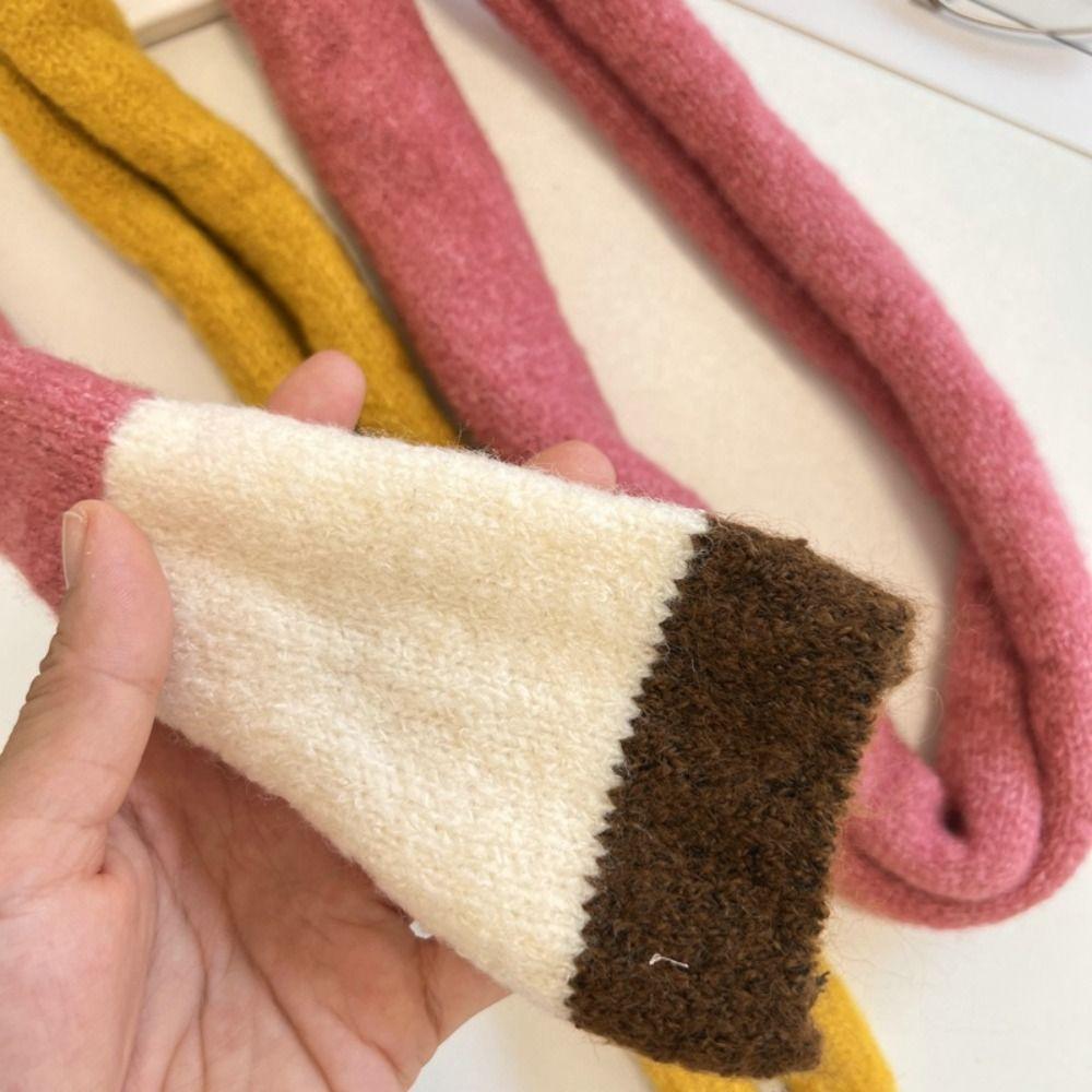 Knitted Striped Scarf Thin And Narrow Rainbow Color Scarf Fashion Women's Long Scarves Daily Wear