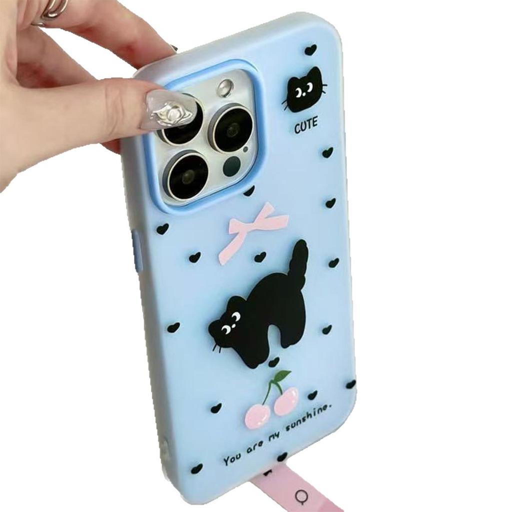 Bunte Jelly 2-in-1 für Apple Handyhülle Leichter Luxus Premium für Apple Handy Schutzhülle 16promax Kleine schwarze Katze