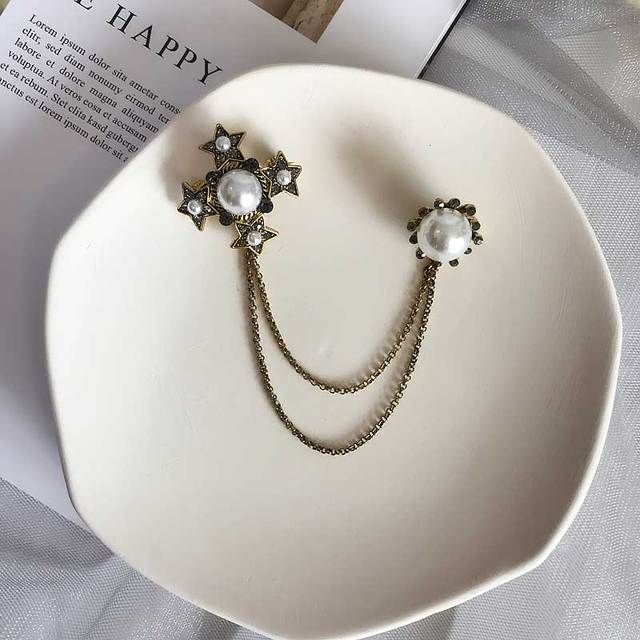 Retro Brand Design Ženy Brože Špendlíky Odznak Kabát Kov Vintage Hvězda Bee Krajka Pearl Ručně vyráběná Brož