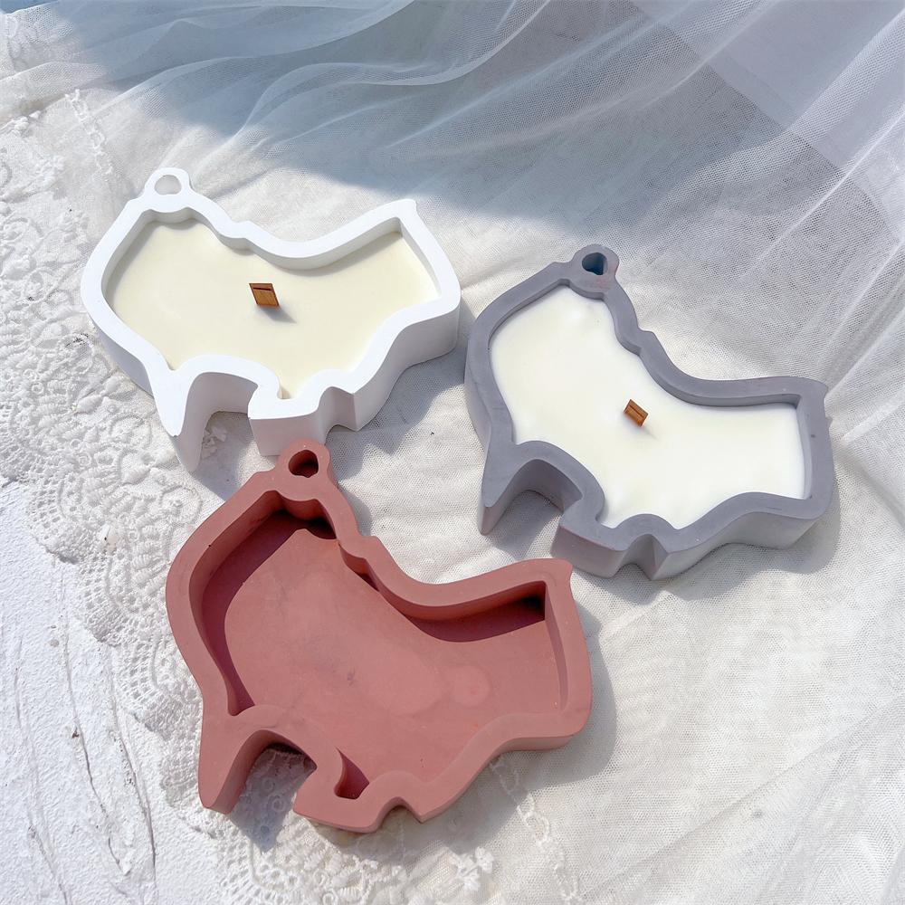 Map Dish Candle Holder Silicone Mold Charcuterie Board Resin Mould Concrete Coaster Tray Soy Wax Candle Mold