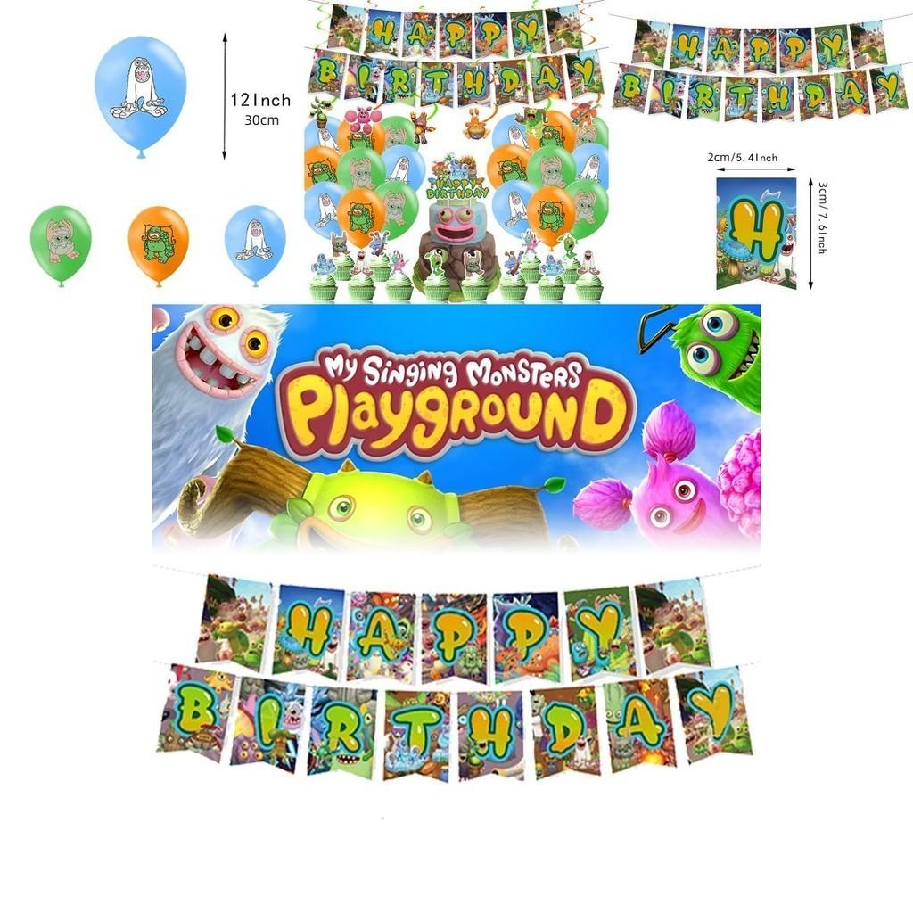 My Singing Monster Themen Geburtstag Banner Ballon Partyzubehör Dekorationen Set