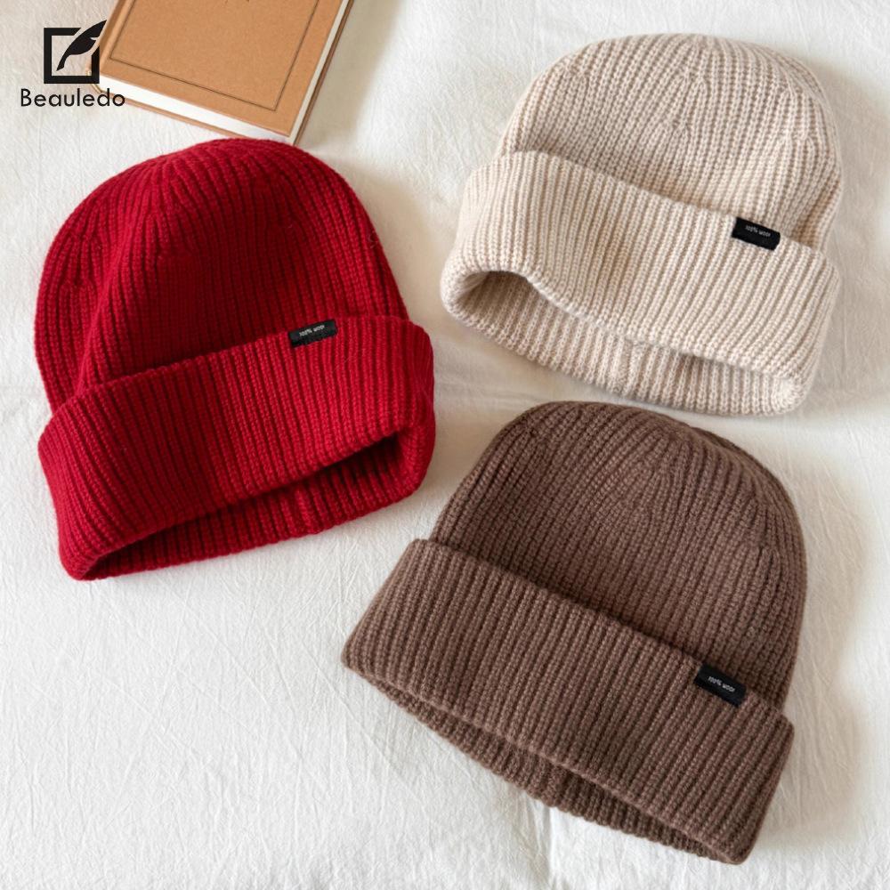 New Letter Embroidered Hat for Women In Autumn and Winter Wool Hat Korean Version of Versatile Face Small Warm Trendy Knitted Hat Cold Hat
