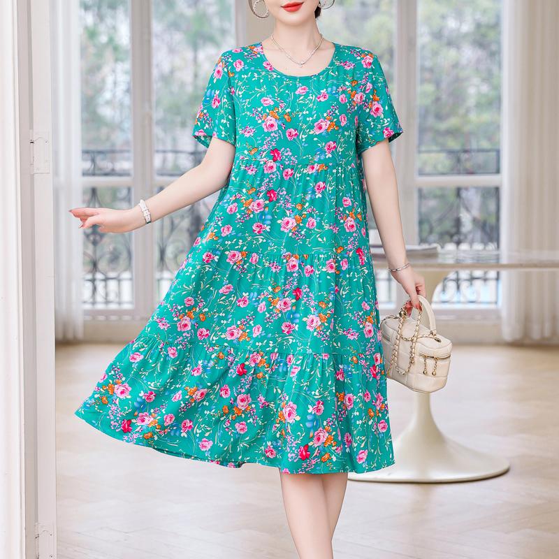 Dress Women Summer Sundress Casual Short Sleeve Dress Vestidos Female O-Neck Robe Oversized Bohemian Dresses