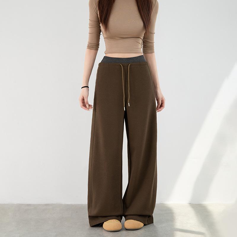 Women's High Waist Wide Leg Pants Loose Fit Sweatpants Drape Commuter Style Banana Trousers Spring Casual Bottoms