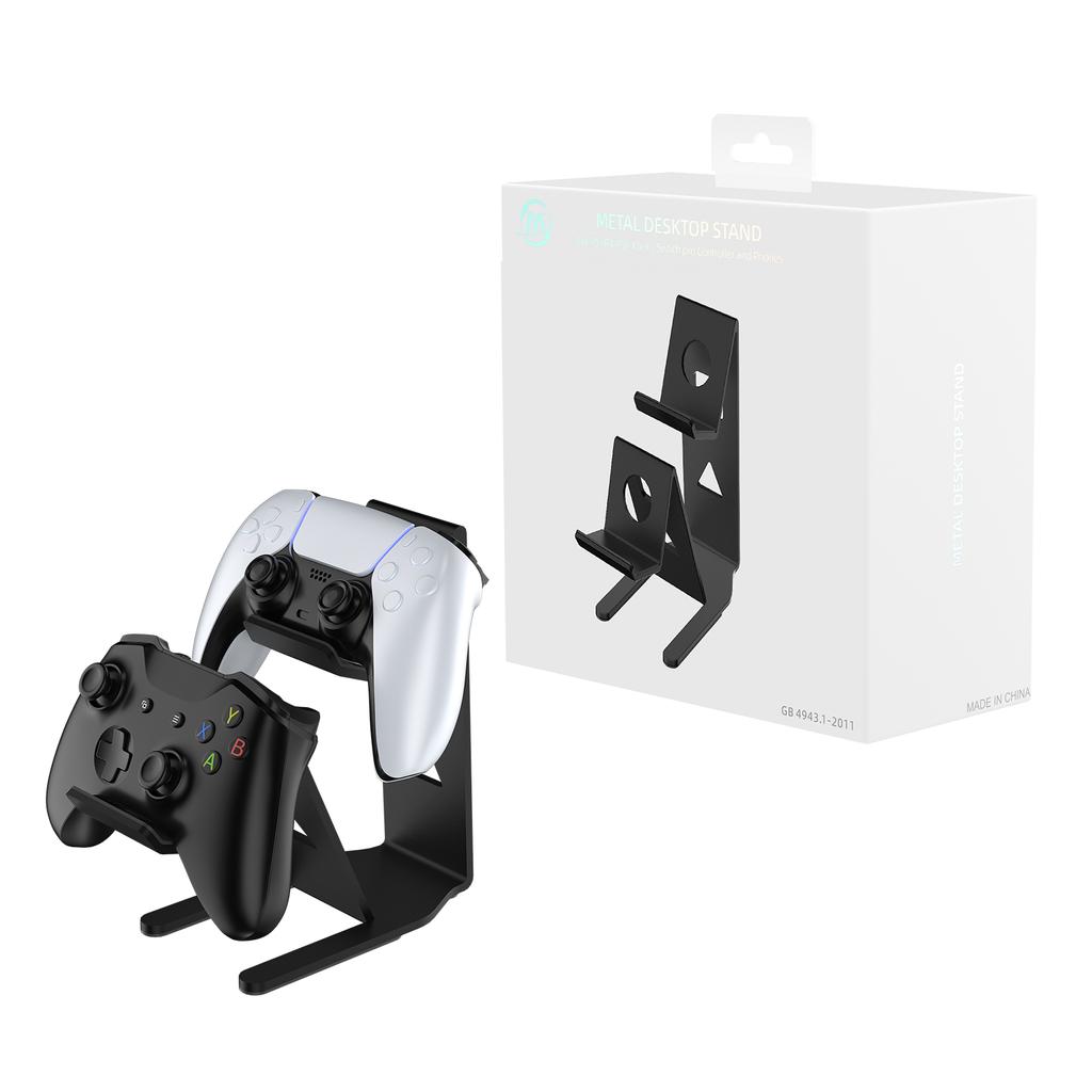 Game Dual Controller Stand for Xbox, PS4, PS5, PC, Switch ,Metal Desktop Stand with Anti-Slip Silicone Pads