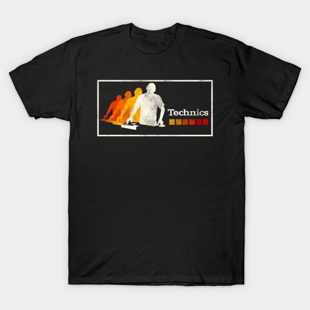 

Men Black Print T-shirt Vintage Technics Classic Distressed No-Cut Transfer Paper Print Cotton Tshirt M чорний