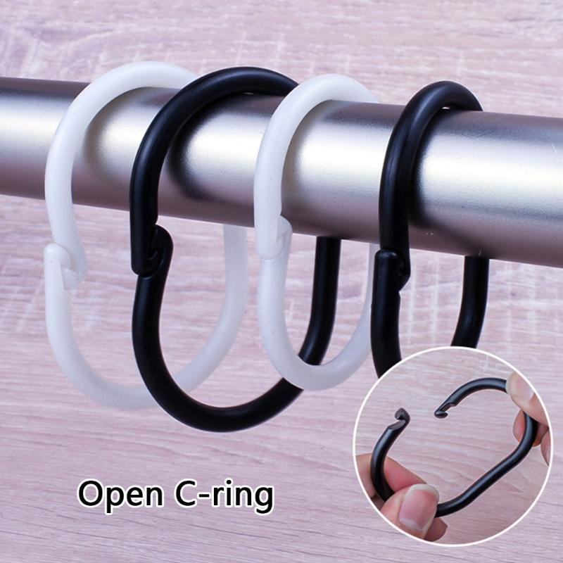 100pcs Smooth Sliding Shower Hooks With Locking Mechanism Waterproof Snap Lock Rings Bathroom Curtain Rod Attachments