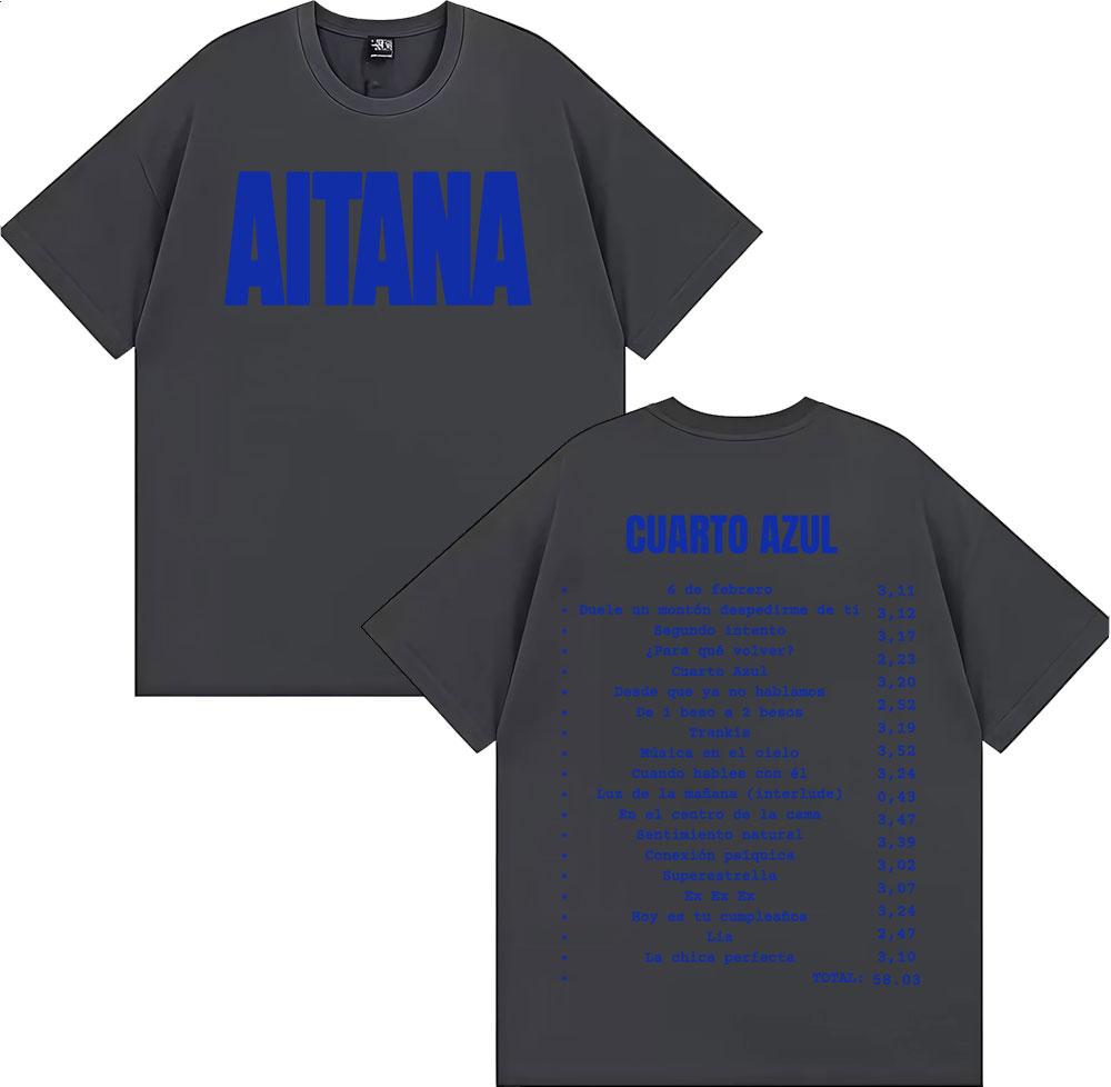 Aitana Cuarto Azul Wdrld Tour 2026 Merch T Shirt Unisex Women Clothing Aesthetic Fashion Tshirts High Quality ONeck Loose Tshirt