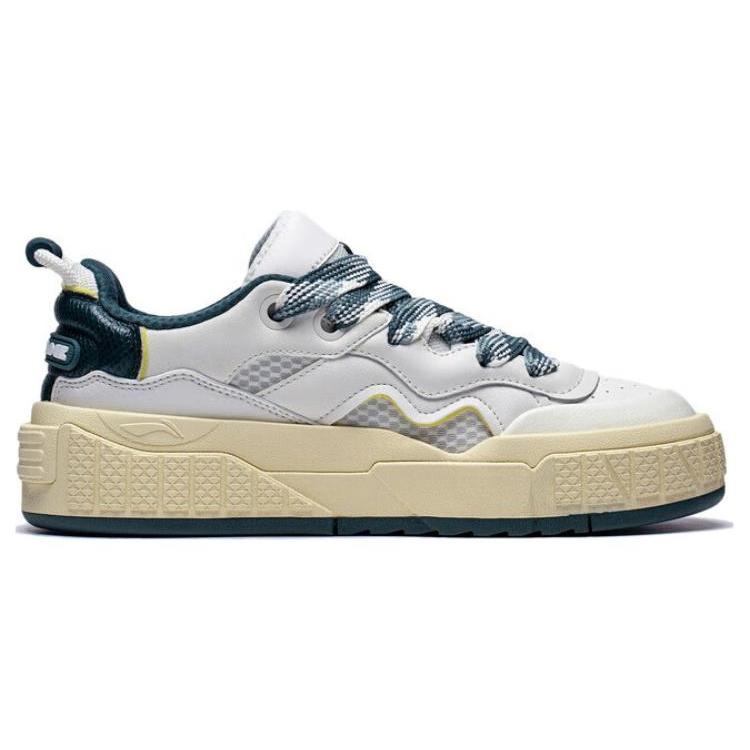 New LiNing 001 UNBLOCK Unblock Slip Resistant Low Top Skateboard Shoes Men's White Green AGCT095-1