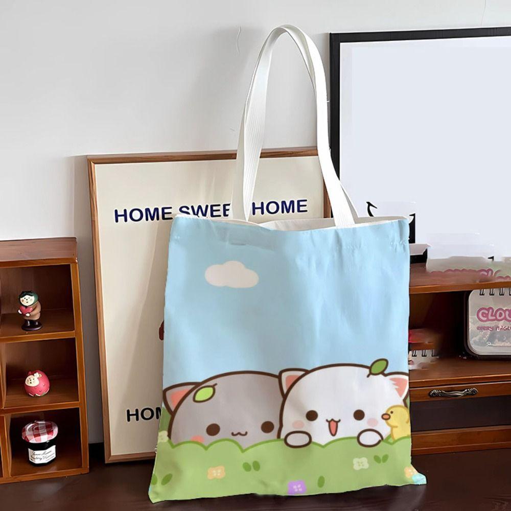 Cute Tote Bag Bubu Dudu Panda Bear Canvas Bag Couple Tote Niche Cartoon Japanese Style One-shoulder Handbag Gifts