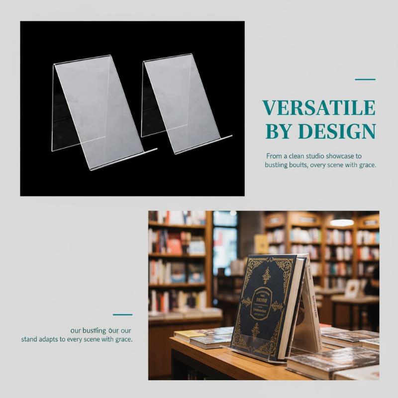 1pc Acrylic Book Display Stand Durable Photo Frame Brochure Organizer for Home Office Store Shelf Decoration