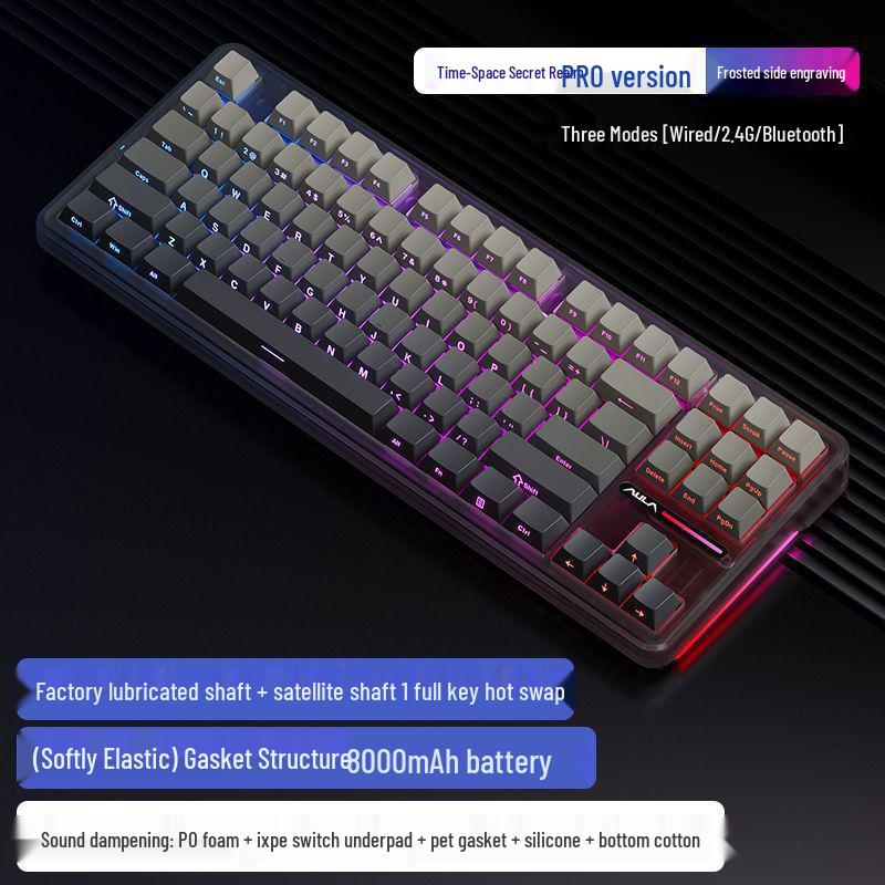 Hot-swappable Mechanical Gaming Keyboard, Three-Mode Wireless/Bluetooth/Wired, Customizable, Digital, Europe-Compatible