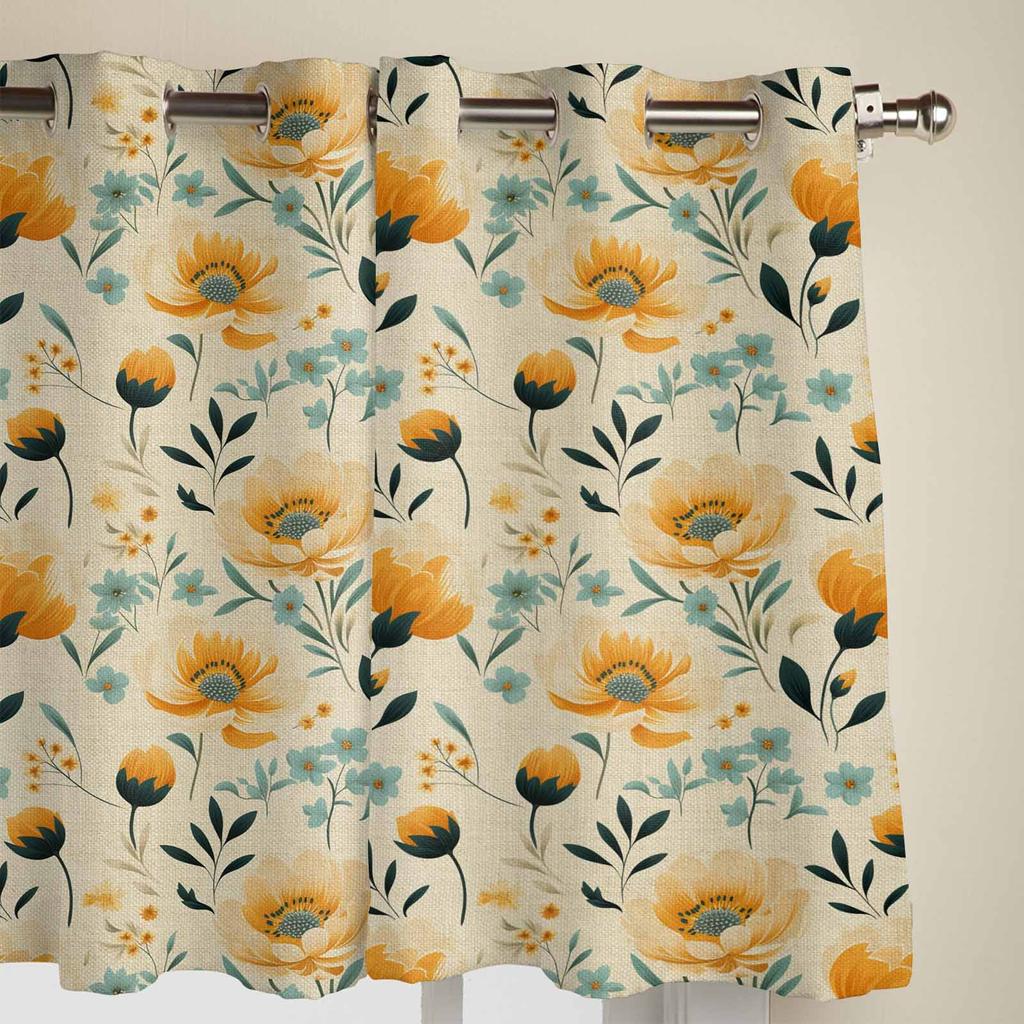 Flowers Leaves Vintage Window Curtains for Living Room Luxury Bedroom Curtain Kitchen Blinds Drapes Curtains