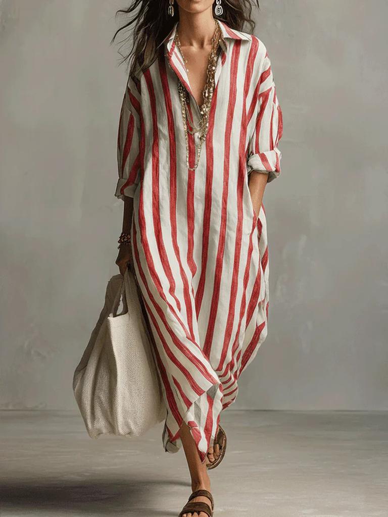 Striped Shirt Dress With Pockets For Casual Summer Wear In Relaxed Fit