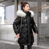 NEW Women's Glossy Down Cotton  Jacket Winter New Fur Collar Hooded Coat Female Warm Parkas Fashion Casual Loose Long Overcoat