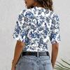 Women Round Neck Pullover Floral Print Short Sleeve T Shirt Loose Fit Casual Top Lightweight Breathable Fabric
