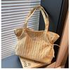 Large Capacity Tote Bag for Casual Commuting, Stylish and Elegant, with Pleated Drawstring Shoulder Strap.