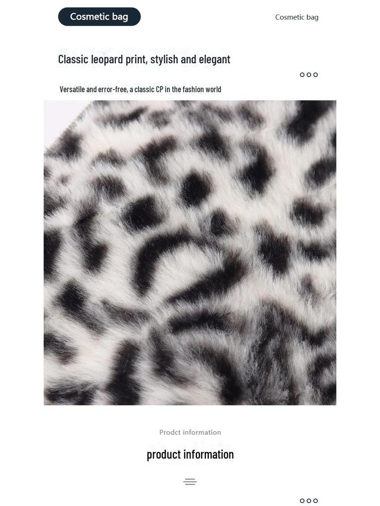 Hochwertige Kosmetiktasche aus Plüsch mit Leopardenmuster – großes Fassungsvermögen und süßes Design für Studentinnen