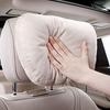 2pcs Car Headrest Maybach Design S Class Ultra Soft Pillow Suede Fabric for Mercedes-Benz 2919cm Back Cushion Accessories (Beige)