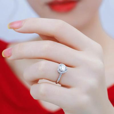 Yousheng Women Ring Heart Shape Cubic Zirconia Jewelry Shining Finger Ring for Wedding Party Prom Banquet