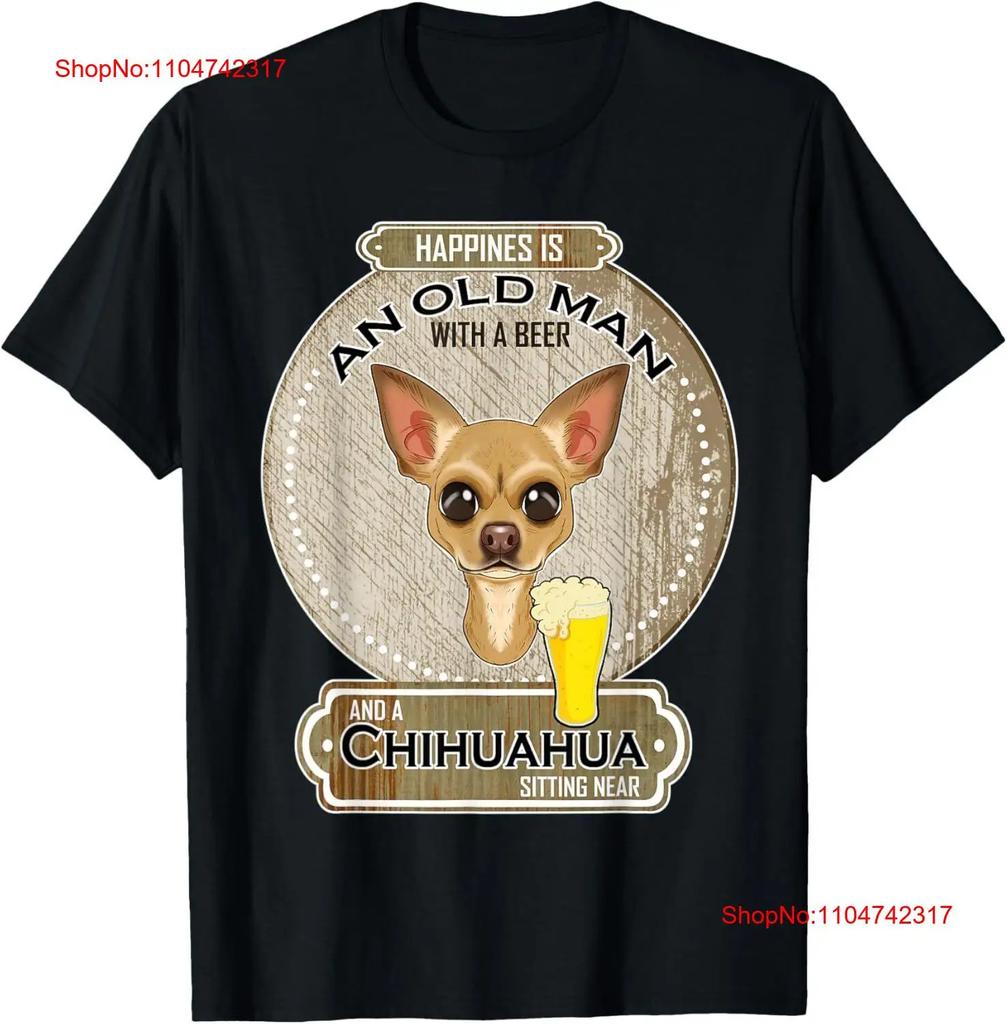 Happiness Is An Old Unisex With A Beer Chihuahua T Shirt Vintage Washed Comfortable Casual Fashion Soft Unisex Stylish Homme
