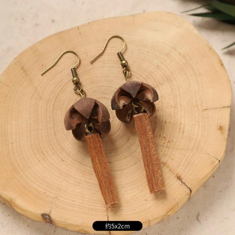 Original Design Traditional Chinese Medicine Plant Earrings Retro Literature Natural Fruit Handmade Long Earrings Women