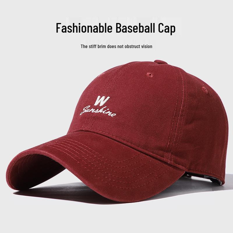 Unisex Pure Cotton Duckbill Baseball Cap - Large Size, Letter Embroidery, Face Slimming, Sun Protection, Ideal for Spring/Summer.