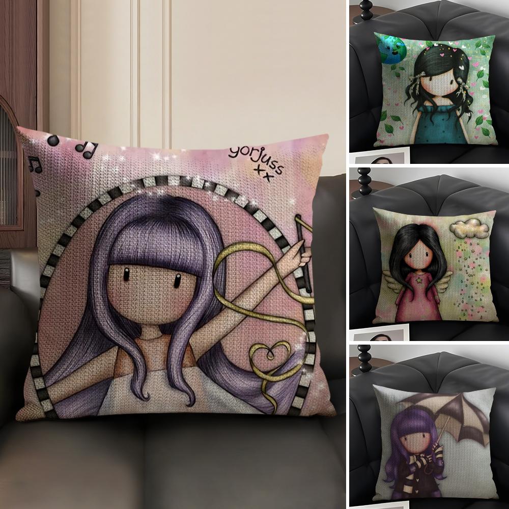 Cartoon S-Santoro Gorjuss Pillow Case Pattern Printed Pillowcase For Living Room Sofa Cushion Cover & Bedroom Decor