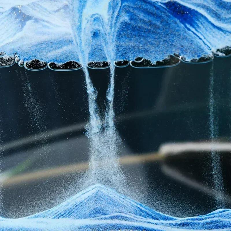 Hogar 5 Pulgadas Creativo Pintura de Arte de Arena en Movimiento Vidrio Arena Movediza Reloj de Arena Decoración Giratoria Adornos de Escritorio Regalo de Cumpleaños